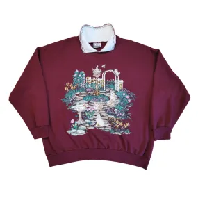 90's VINTAGE GARDEN GRAPHIC COLLARED CREWNECK