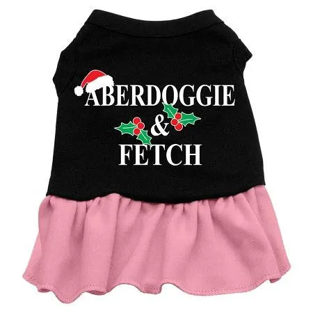 Aberdoggie Christmas Screen Print Dress Black with Pink Lg (14)