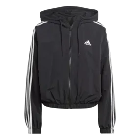 Adidas Essentials 3-Stripes Woven Windbreaker - Womens - Black