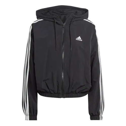 Adidas Essentials 3-Stripes Woven Windbreaker - Womens - Black