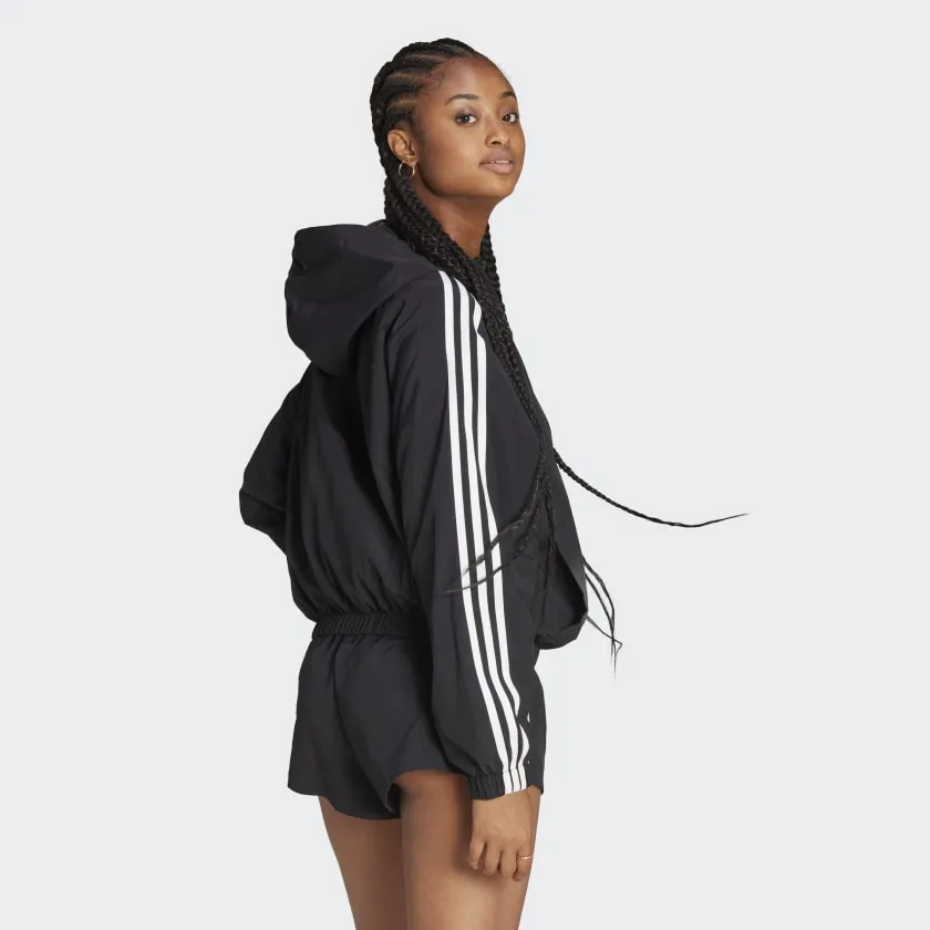 Adidas Essentials 3-Stripes Woven Windbreaker - Womens - Black