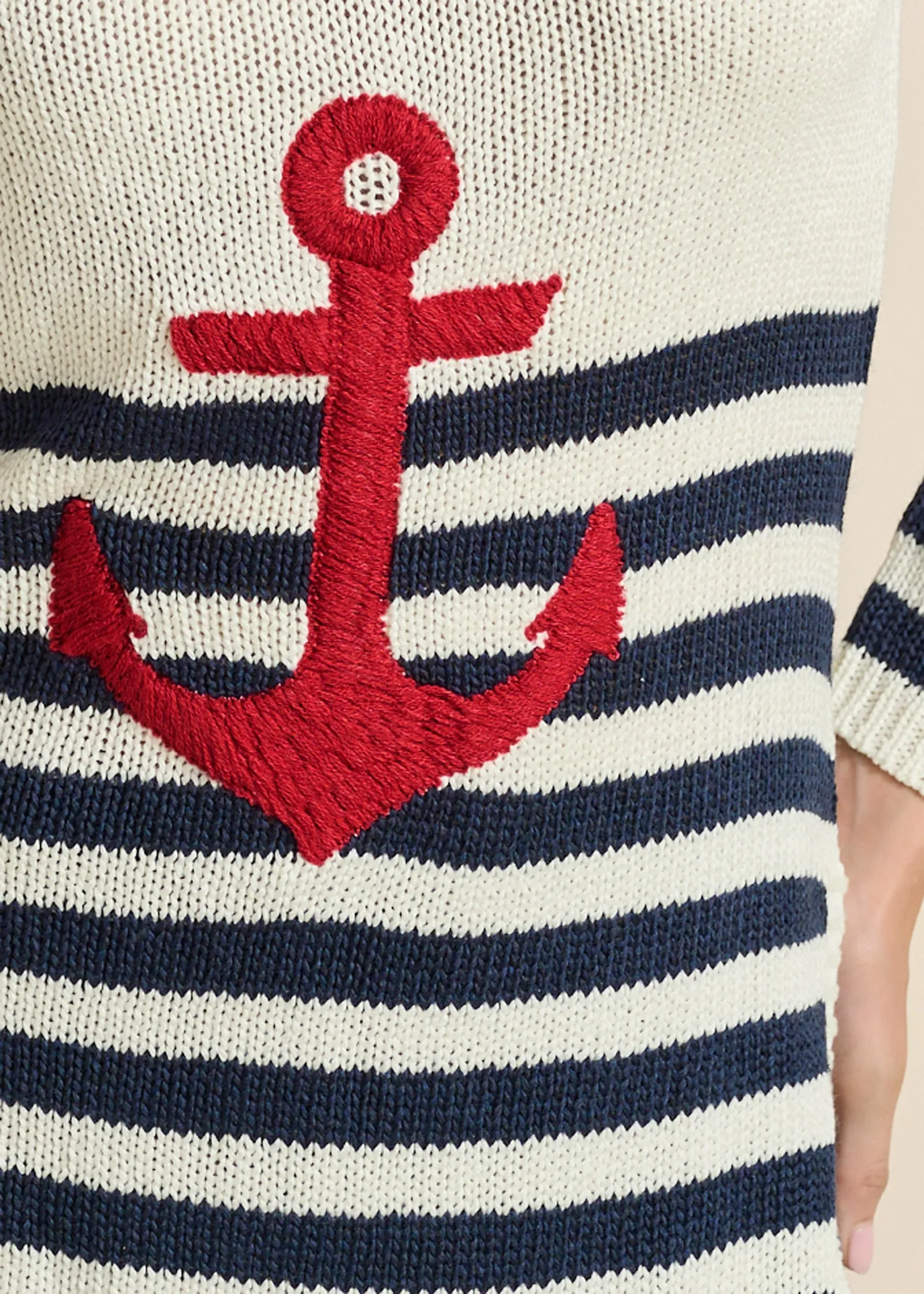 Anchor Crewneck Sweater - White Multi