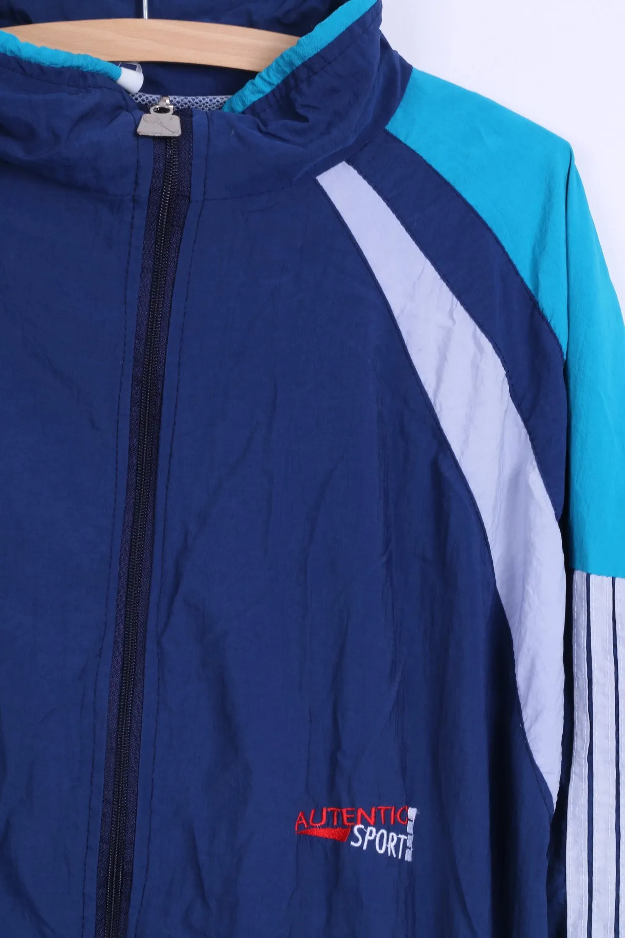 Autentic Sport Mens XXL Track Top Jacket Retro Blue Tennis Sport