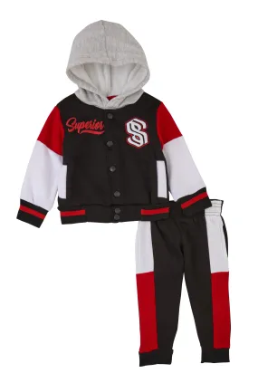 Baby Boy 12-24M S Initial Embroidered Varsity Jacket and Joggers