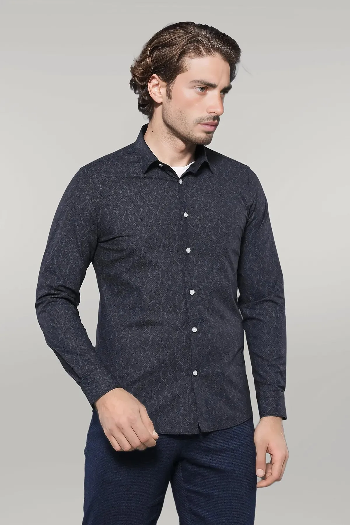 Black Patterned Men's Shirt | Wessi