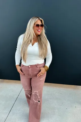 Blakeley Wide Leg Jeans (Mauve)