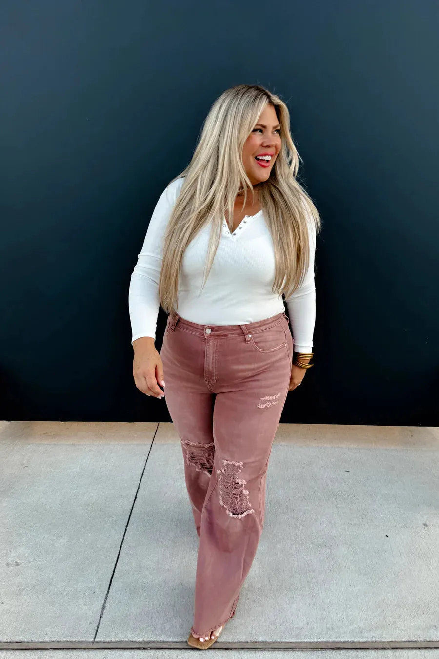 Blakeley Wide Leg Jeans (Mauve)