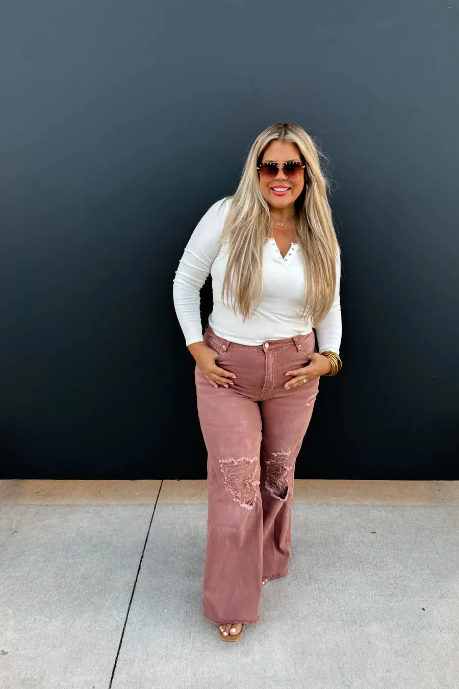 Blakeley Wide Leg Jeans (Mauve)