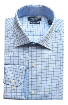 Blue Dobby Plaid Dress Shirt