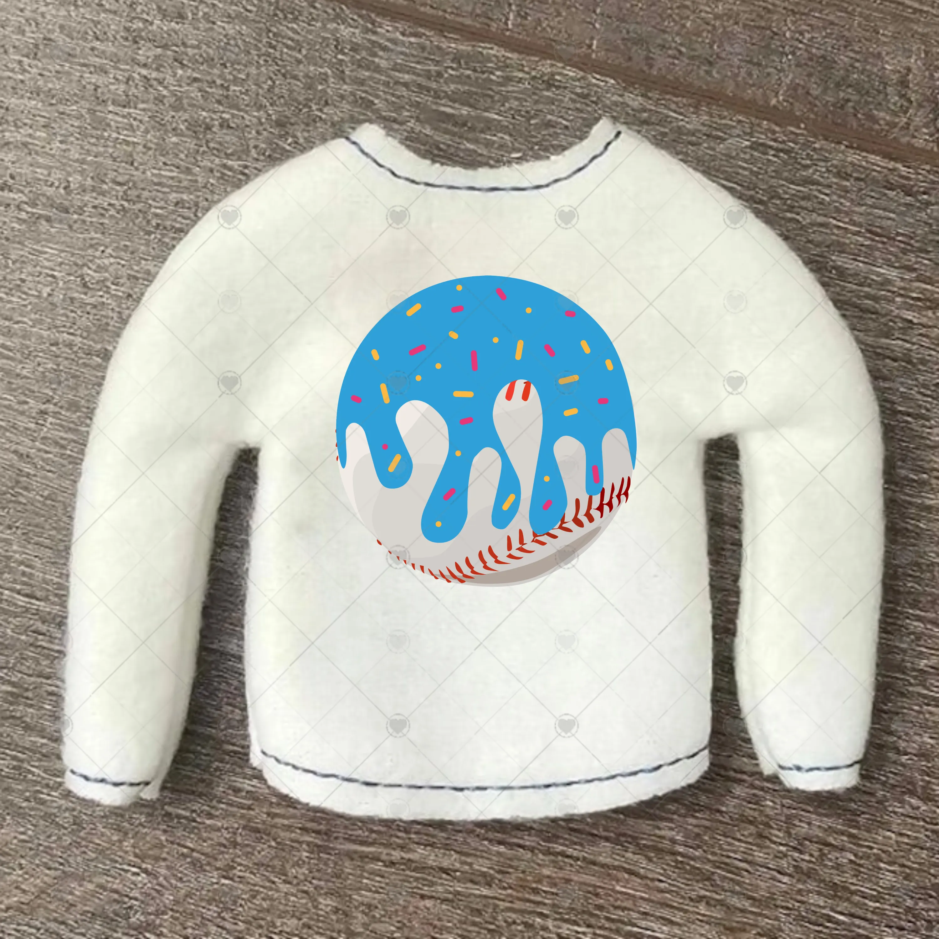 Blue Ice Cream Baseball Sweater for 12" Doll