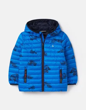 Boys Packable Jacket Blue Print Vehicles | Joules