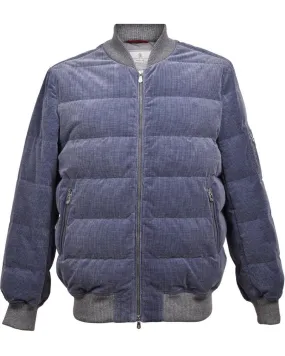 Brunello Cucinelli Mens Cashmere Bomber Jacket in Blue