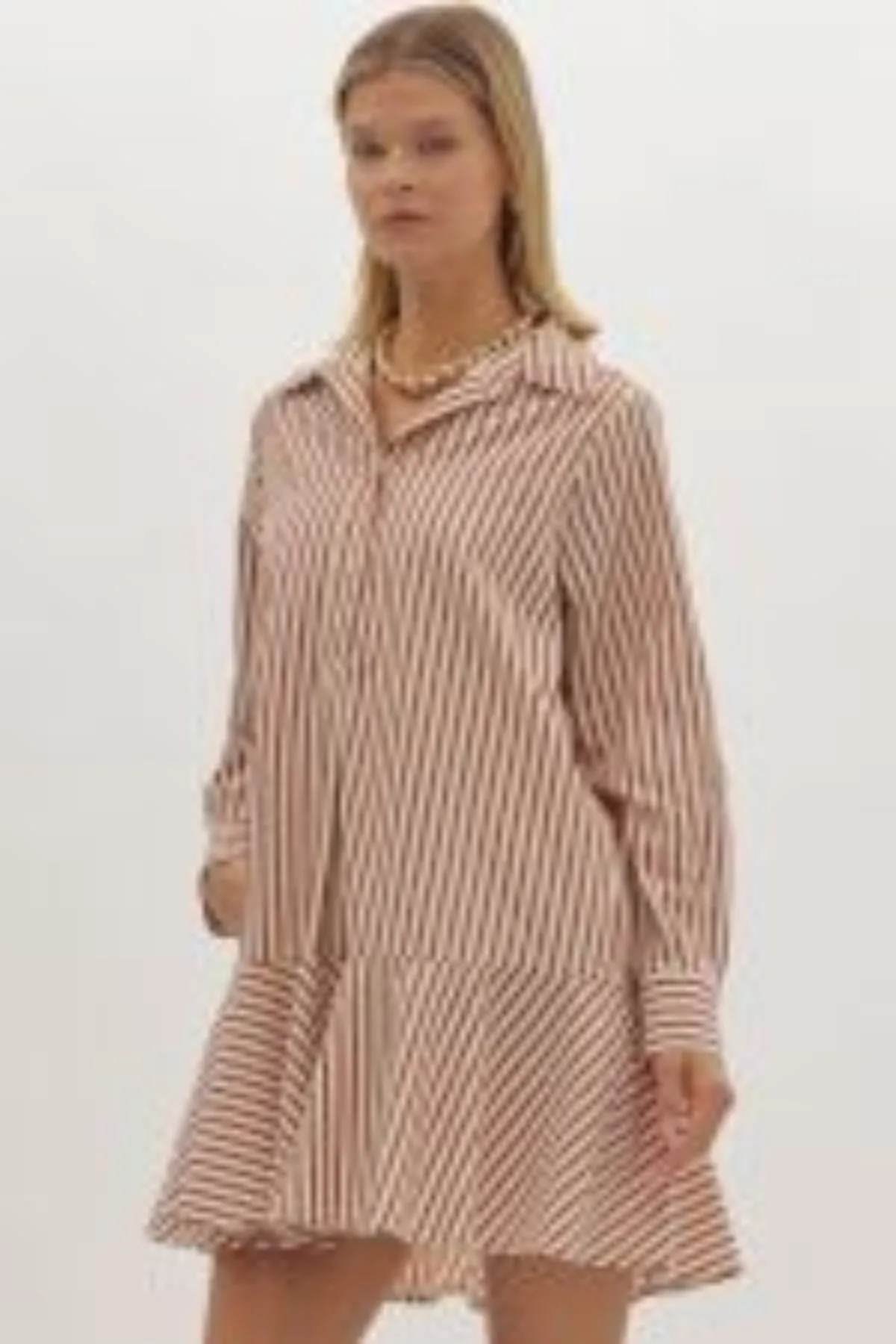 Burgundy Stripe Shirt Dress