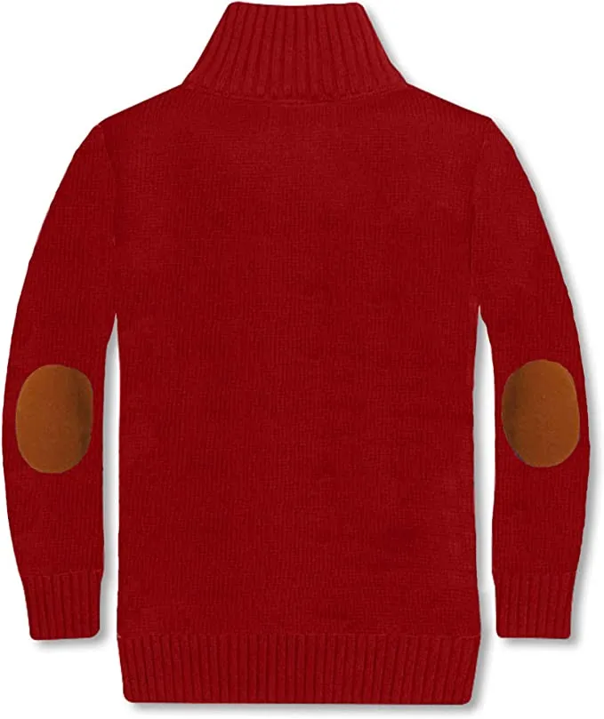 Button Down Collar Knitted Pullover Sweater -Red