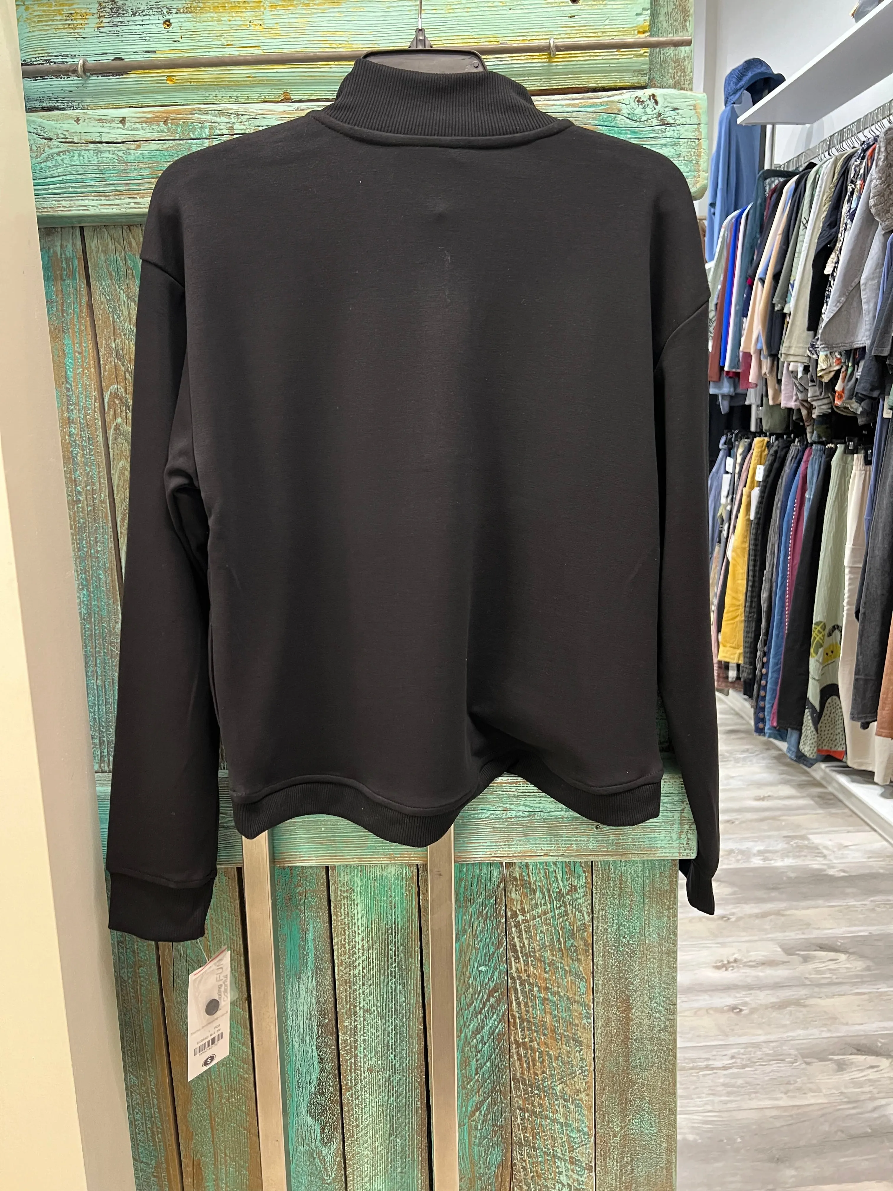 Button Pullover in Black by Lulu-B