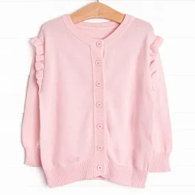 Button-Up Flutter Sleeve Sweater, Pink