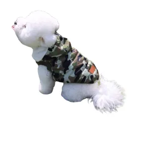 Camo fleece lined hooded dog jacket