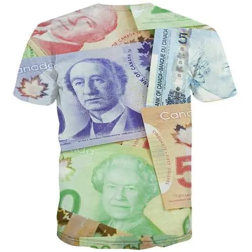 Canadian Dollar T-shirt Men Money T shirts Funny Canada Tshirts Casual Harajuku Tshirt Anime Colorful T-shirts 3d Short Sleeve