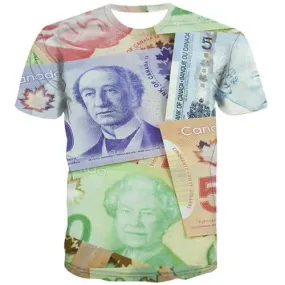 Canadian Dollar T-shirt Men Money T shirts Funny Canada Tshirts Casual Harajuku Tshirt Anime Colorful T-shirts 3d Short Sleeve