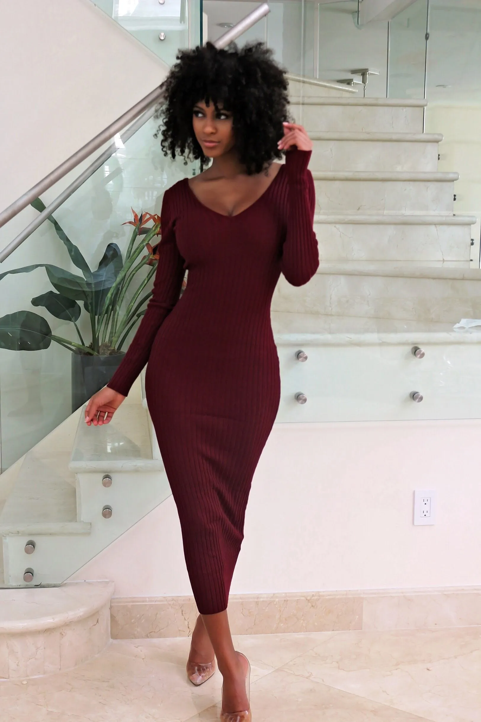 Carmen - Breezing Through Midi Dress- burgundy