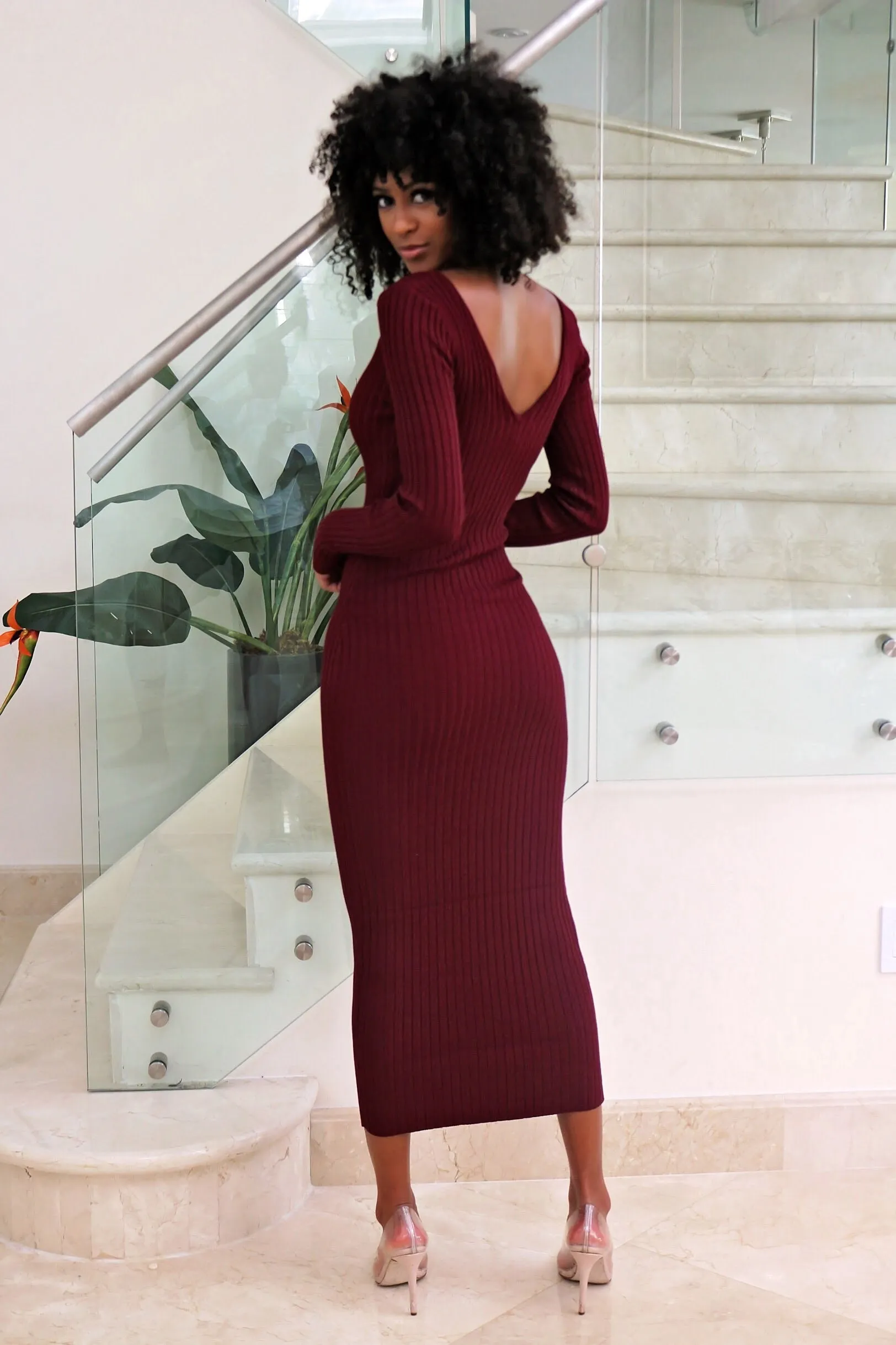 Carmen - Breezing Through Midi Dress- burgundy