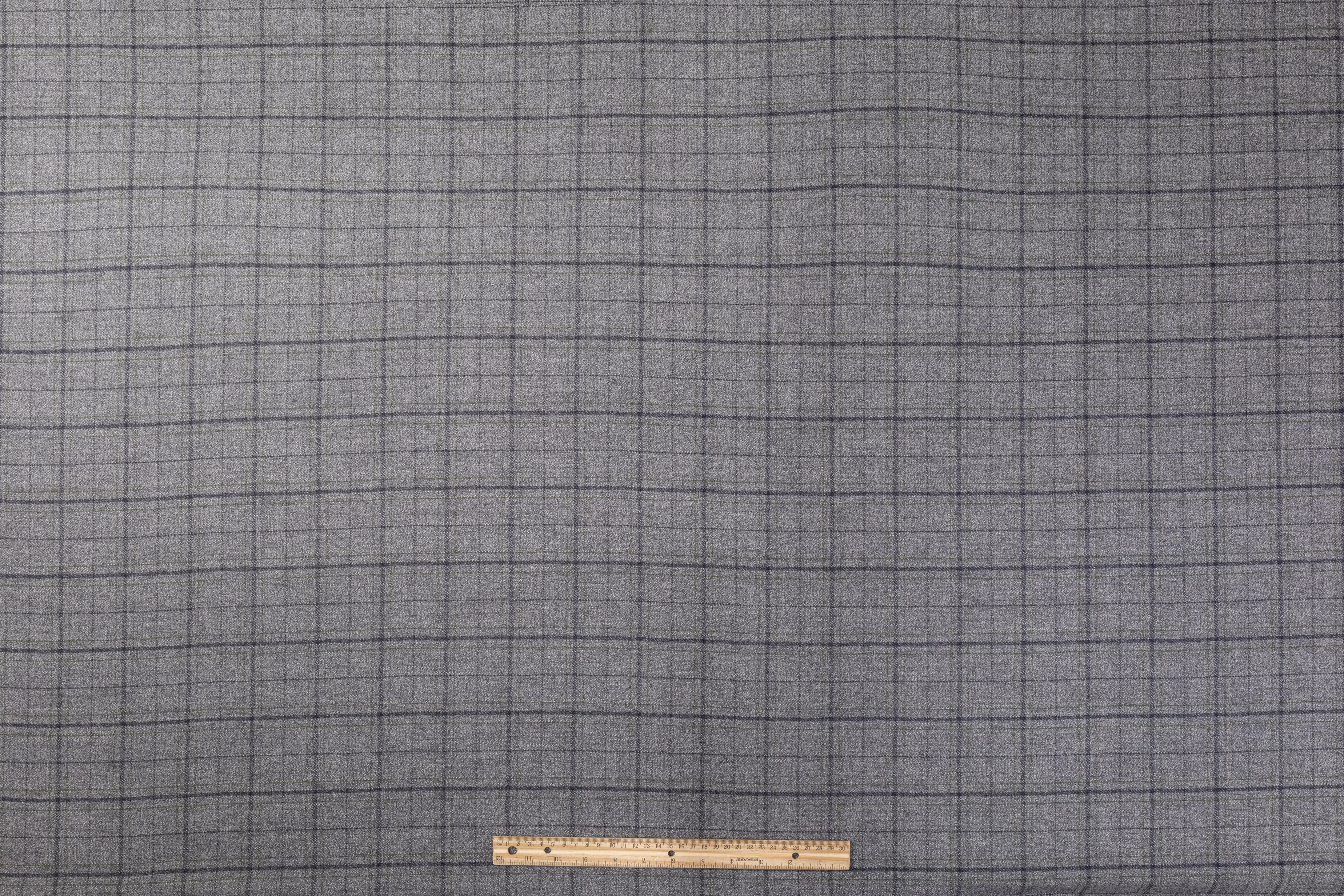 Checked Italian Wool Suiting - Gray