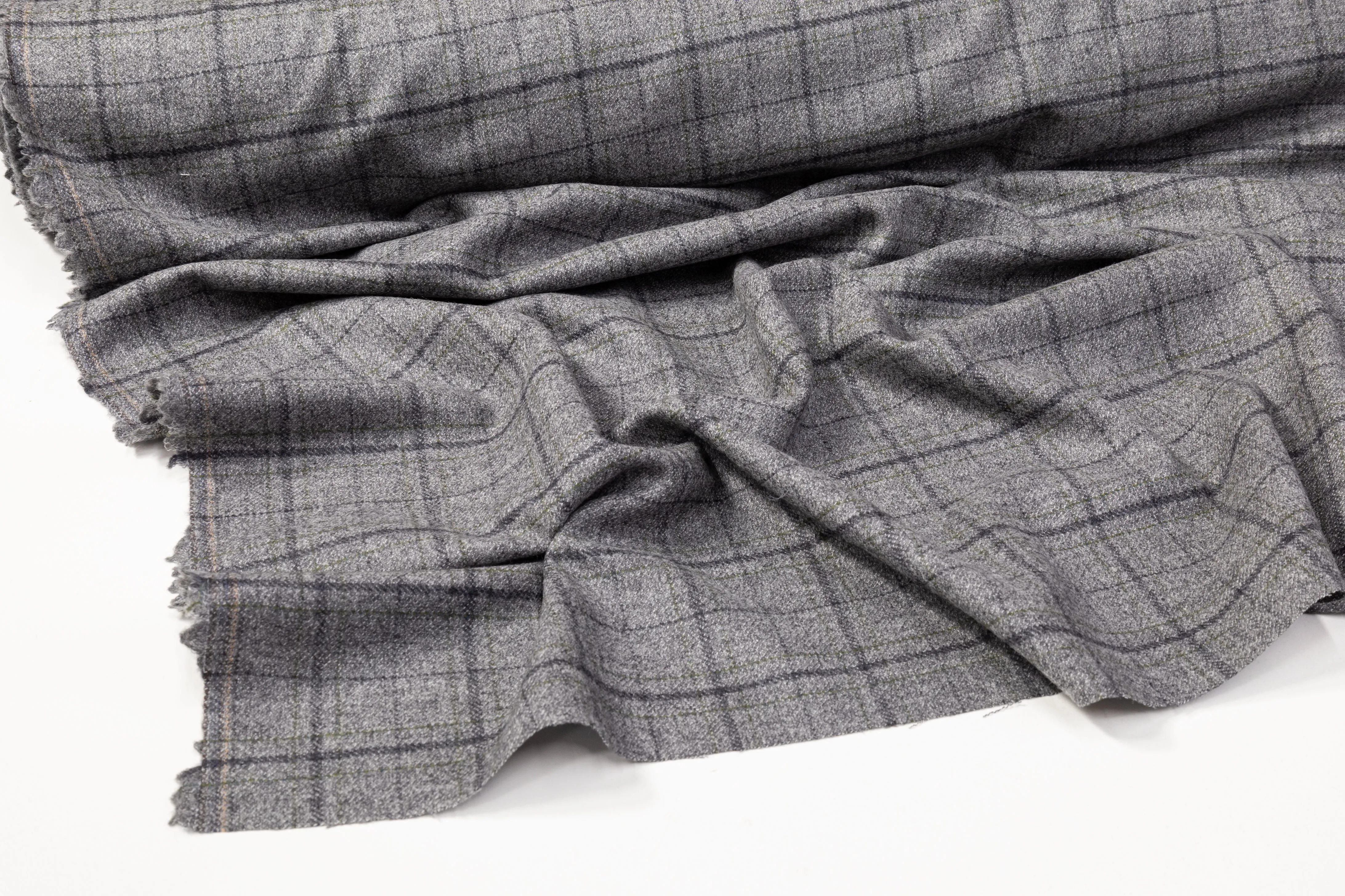 Checked Italian Wool Suiting - Gray