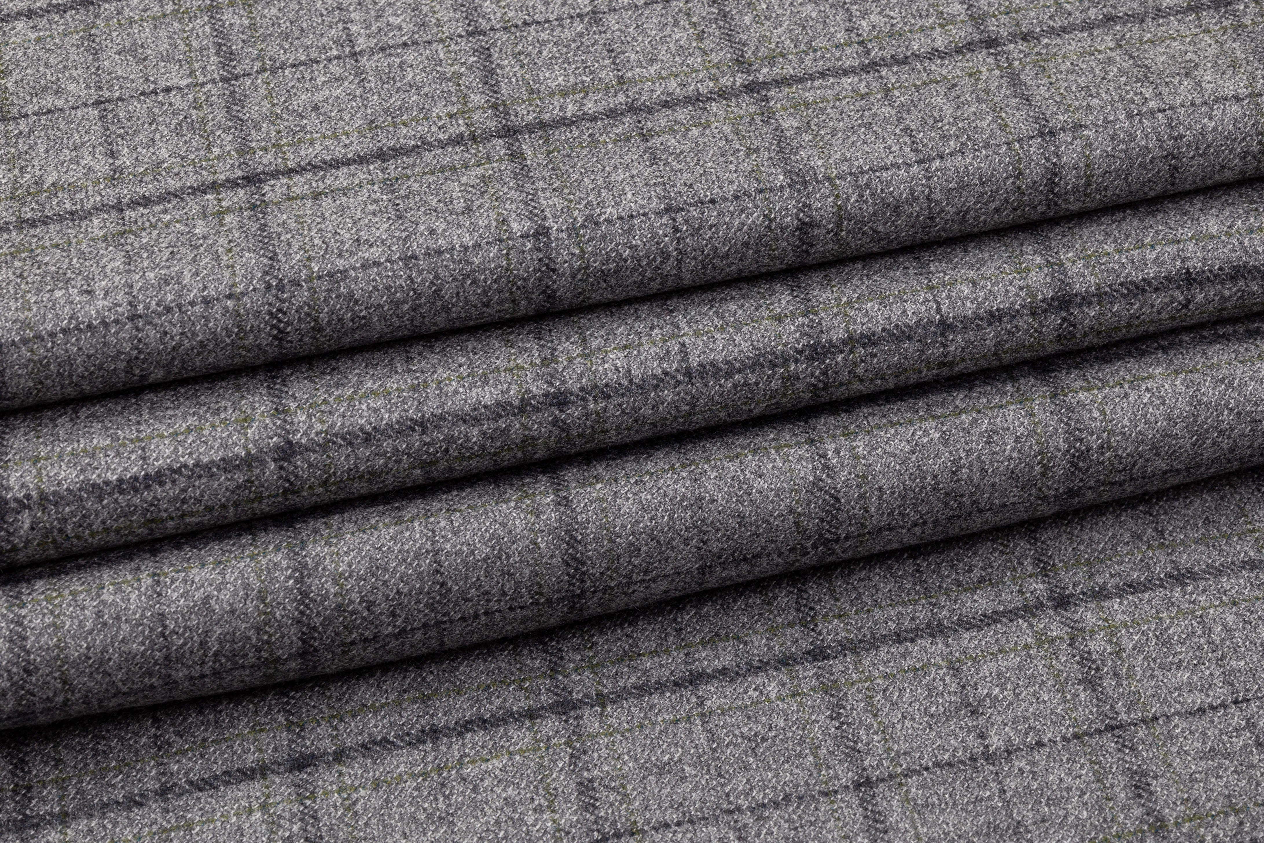 Checked Italian Wool Suiting - Gray