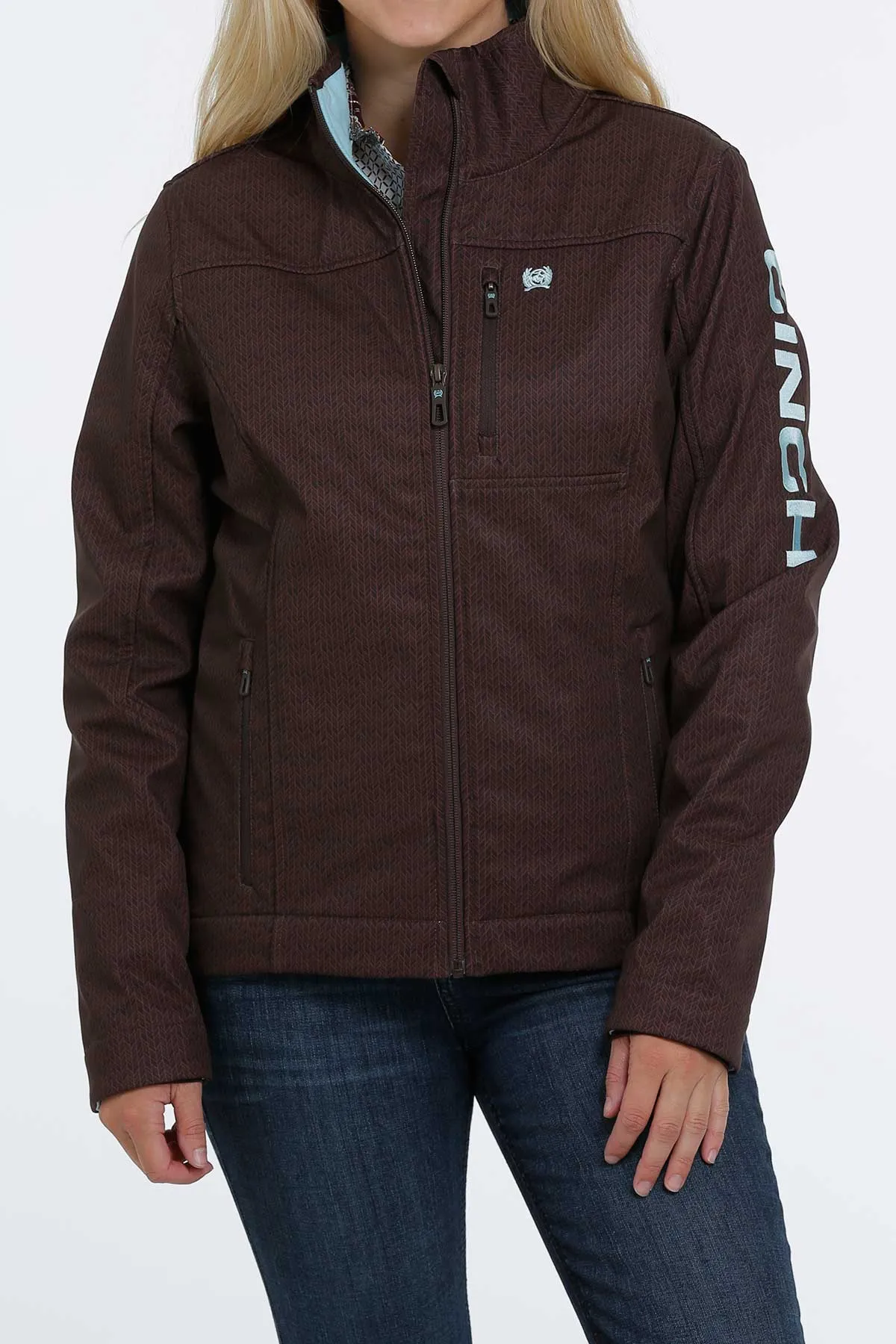 'Cinch' Women's Concealed Carry Bonded Jacket - Brown / Light Blue