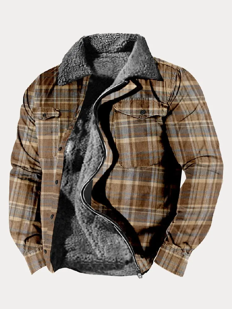 Comfy Fleece Lined Plaid Jacket