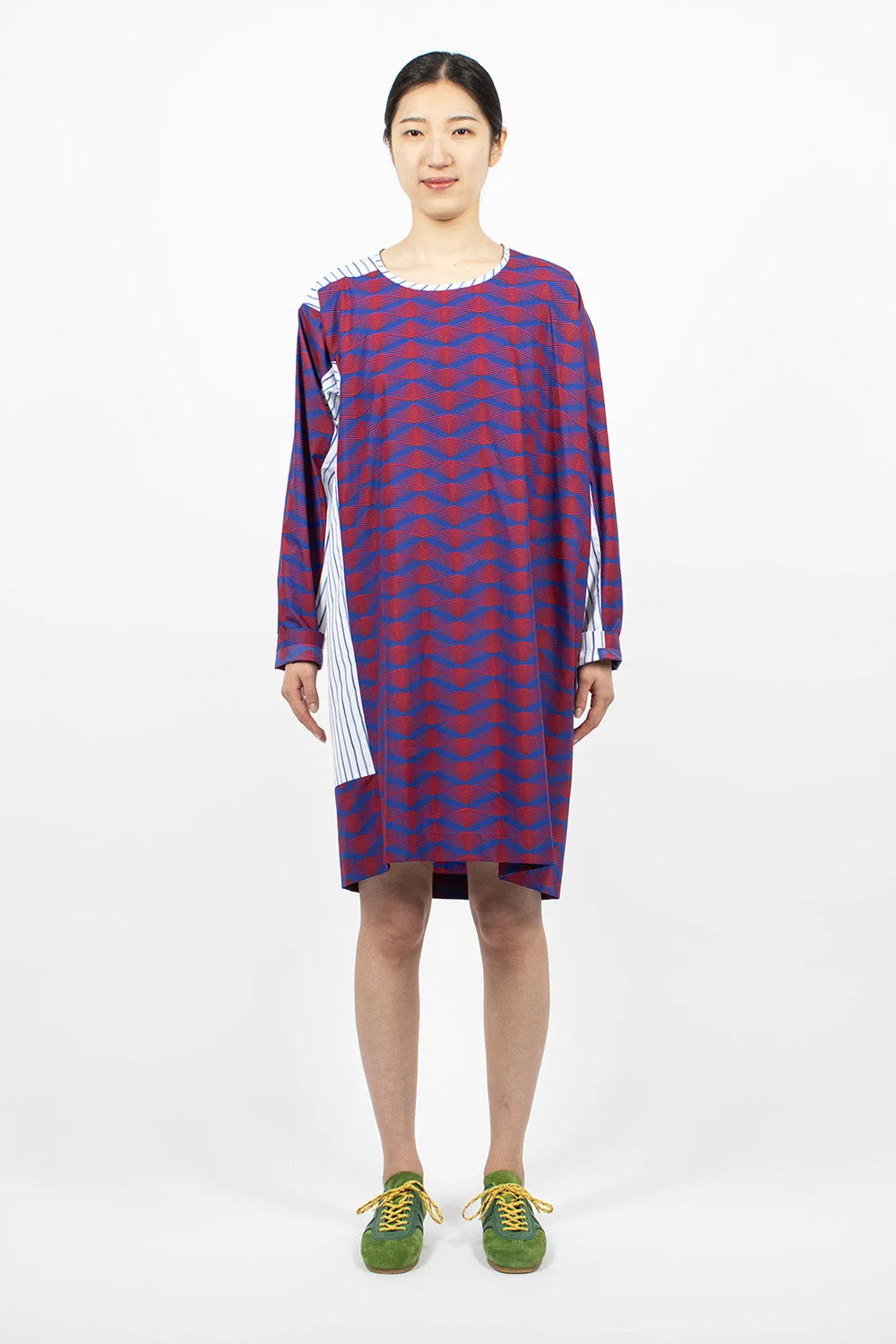 Contrast Shirt Dress Blue