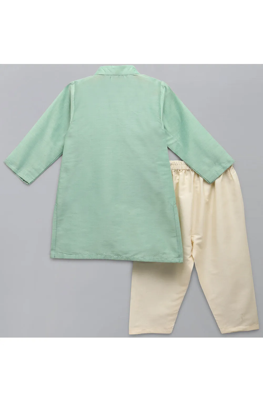 Cotton Silk kurta With Attached Jacket Pyjama Set