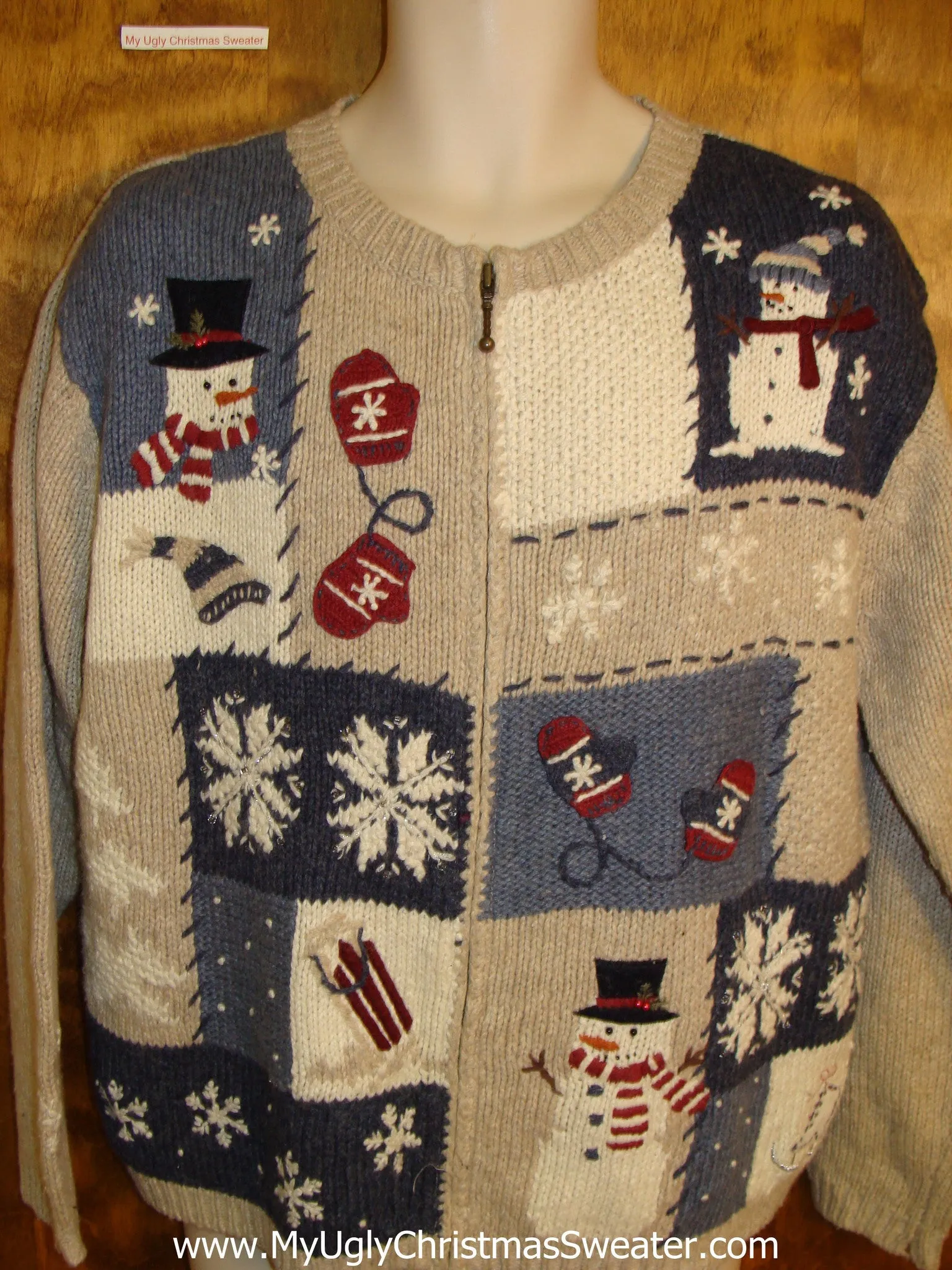 Cute Snowman and Mittens Themed Xmas Sweater