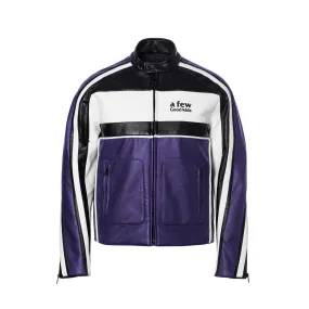 DONCARE (AFGK) "Panelled Biker Leather Jacket" - Purple