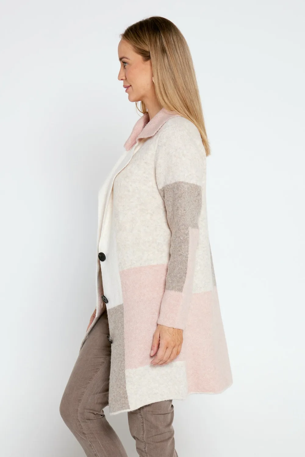 Elara Knit Jacket - Pink/Cream