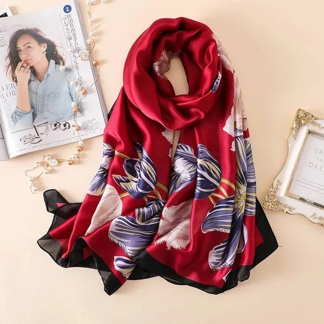 Fashion Silk Scarf Printed Bandana Shawl #LZ121