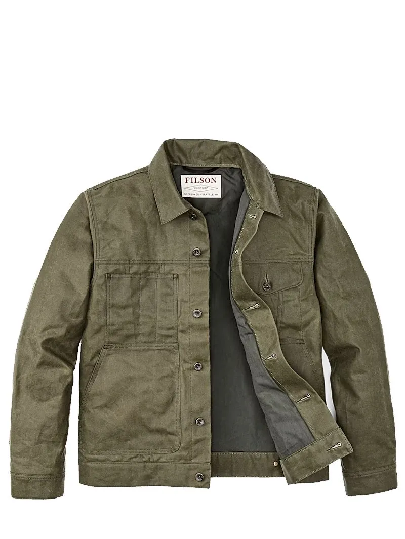 Filson Tin Cloth Military Green Short Lined Cruiser Jacket