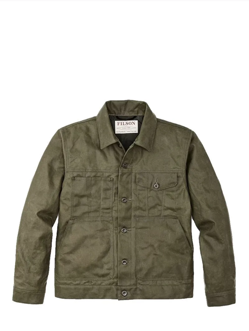 Filson Tin Cloth Military Green Short Lined Cruiser Jacket