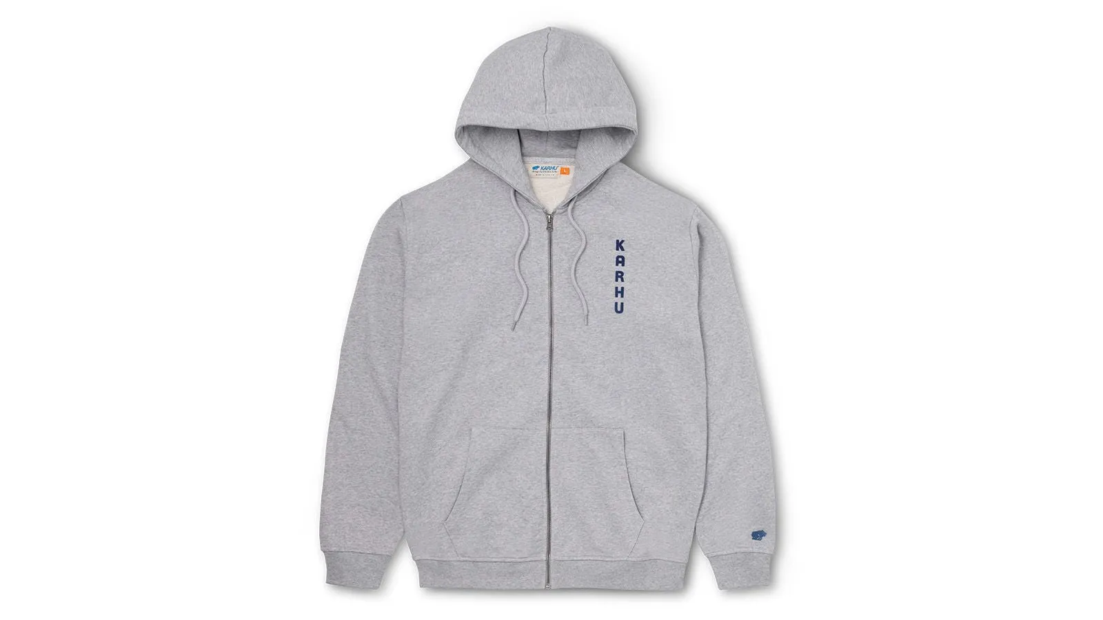 FULL ZIP HOODIE - HEATHER GREY / TRUE NAVY