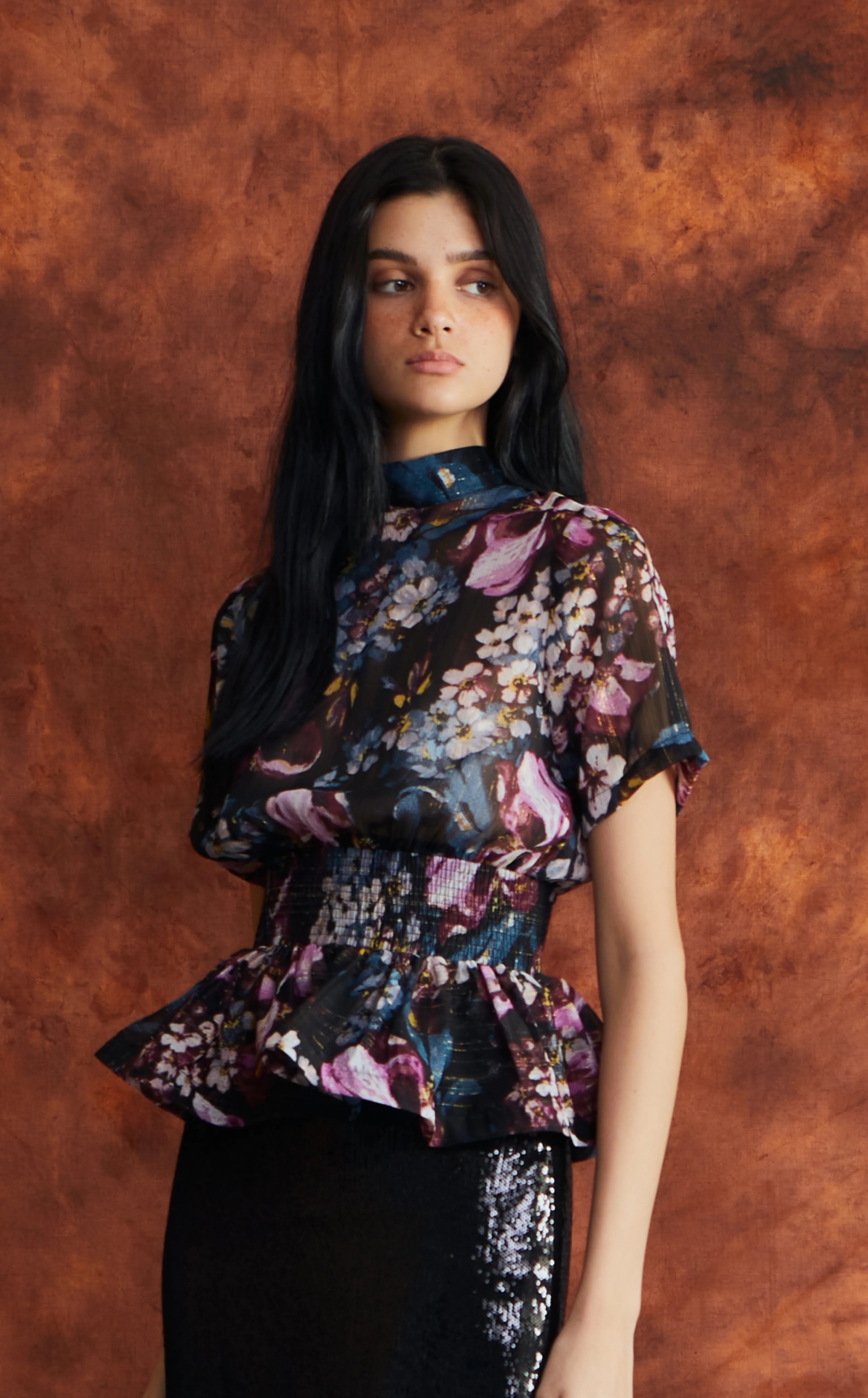 GAMBIA TOP - BLACK FLORAL