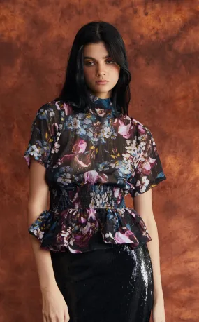 GAMBIA TOP - BLACK FLORAL