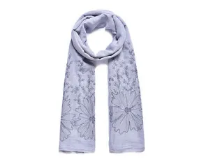 Grey Embroidered Scarf 180cm