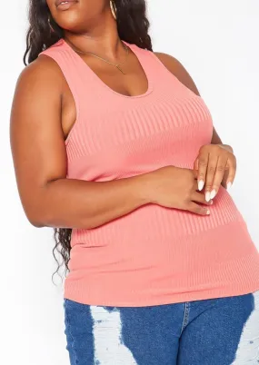 HI CURVY Plus Size Basic Ribbed Scoop Neck Tank Top