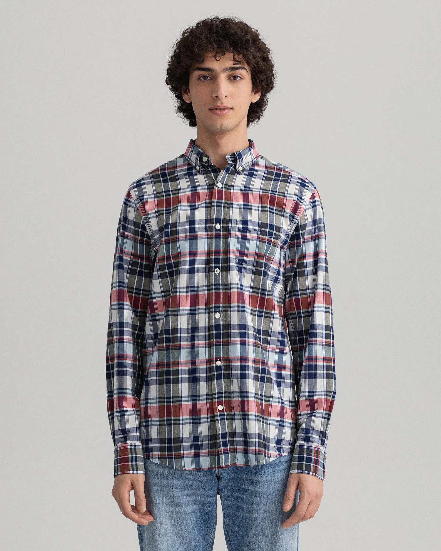 Indian Madras Check Shirt - Persian Blue