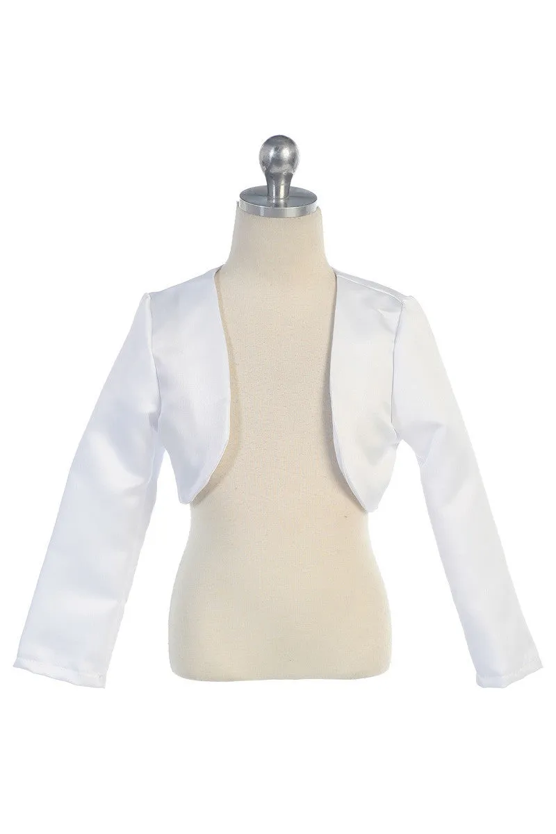 Ivory Satin Long Sleeve Jacket  JK 109