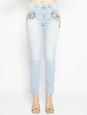 Jeans con Ricami Denim Chiaro