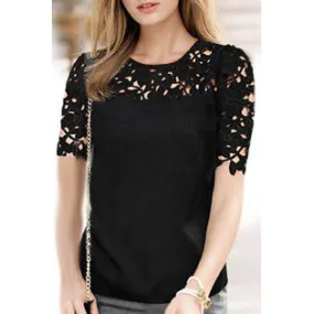 Ketty More  Women Short Sleeves Formal Wear Crochet Lace Blouse-KMWSB782