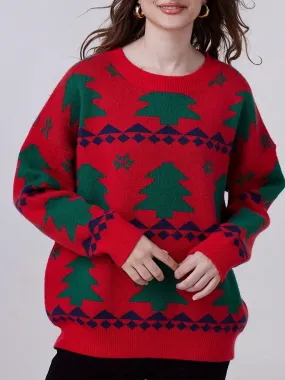 Knitted christmas sweater|FFRJJ Ladies' Christmas Pattern Pullover Knitted Sweater