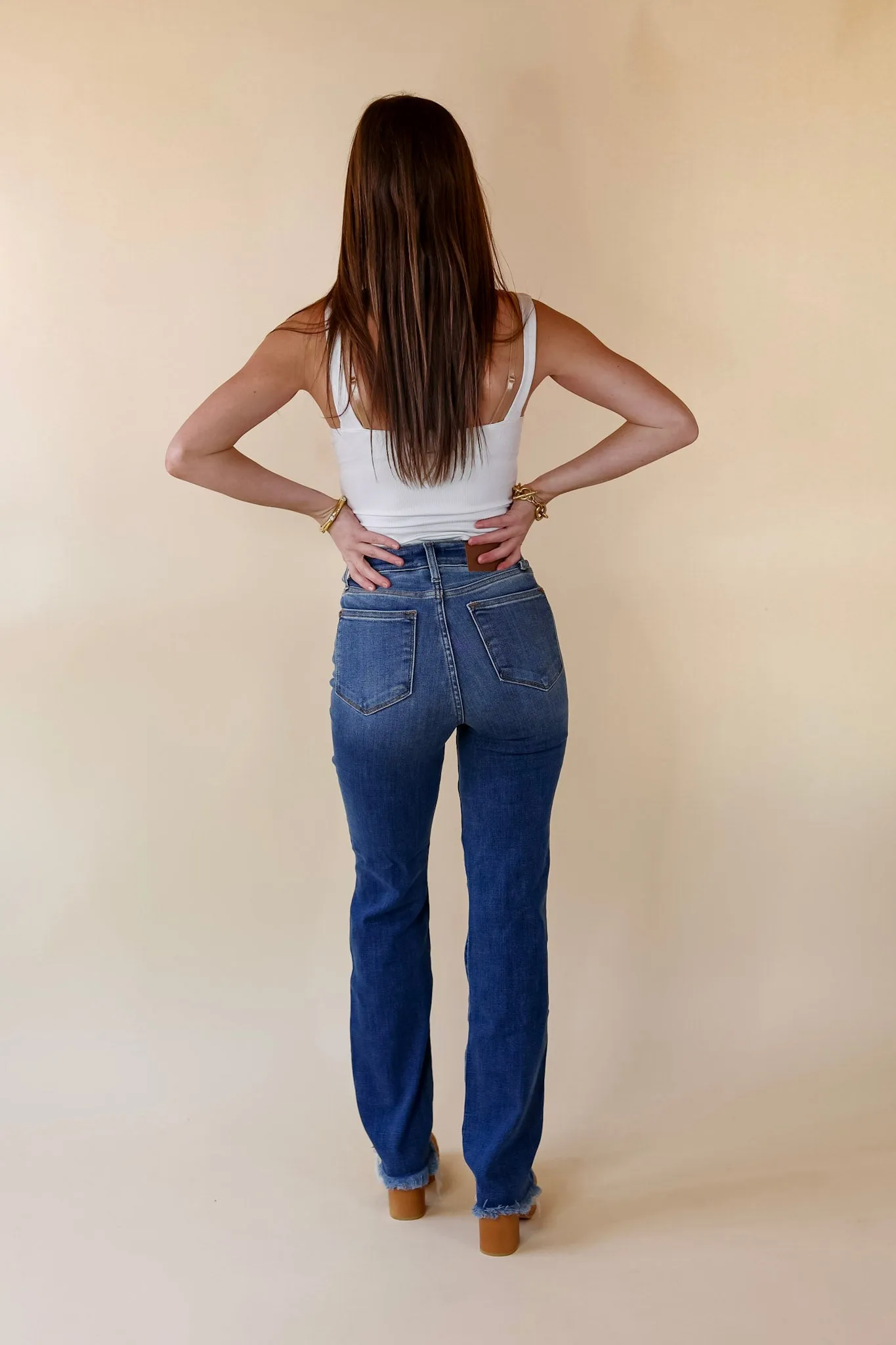 Last Chance Size 0, 1, 3, 15, & 14W-24W | Judy Blue | After Party Hours Destroy Knee Bootcut Jeans in Medium Wash