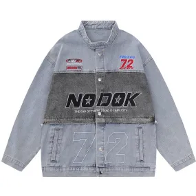 Lemandik Denim Racing Jacket Detachable Hem